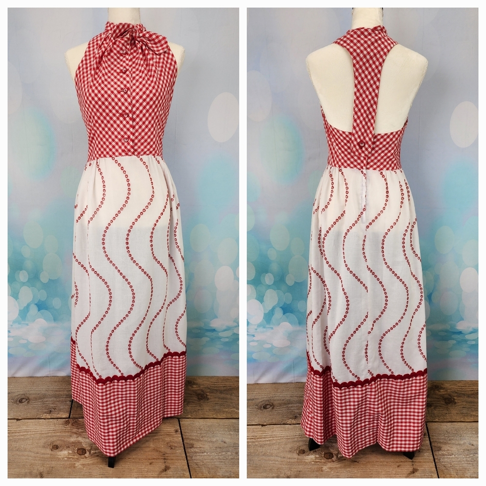 HOWARD WOLF BOUTIQUE – Vintage 60’s sleeveless dress, racerback, red/white